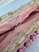 Load image into Gallery viewer, Original 1940's Pink Crochet Bag with Early Plastic Frame
