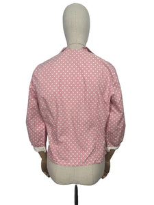 Original 1950’s Pink and White Polka Dot Lightweight Cotton Summer Jacket or Blouse - Bust 38