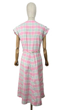 Load image into Gallery viewer, Original 1950's Penney's of Brentwood White, Pink, Blue and Green Plaid Belted Cotton Day Dress - Bust 38
