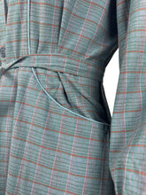 Load image into Gallery viewer, Original 1940’s 1950's Blue, Red, Pink and Green Plaid Cotton Long Sleeved Belted Chore Dress with Pockets - Bust 38
