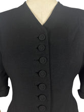 Load image into Gallery viewer, Original 1940's Hershelle Black Wool Short Sleeved Jacketed with Covered Buttons - Bust 34
