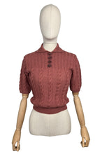 Load image into Gallery viewer, Reproduction 1930&#39;s Brown Hand Knitted Alpaca Wool Jumper with Pretty Cable Detail - Bust 34 36 38

