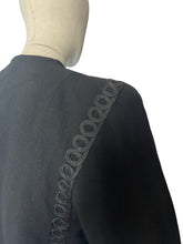 Load image into Gallery viewer, Original 1940&#39;s &#39;Created in Hollywood by Paramount&#39; Black Wool Suit with Soutache Detail and Single Button Fastening - Bust 36 38 *
