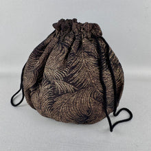 Load image into Gallery viewer, Original 1930&#39;s Black and Gold Lame Drawstring Bag - Pretty Evening Bag
