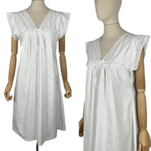 Load image into Gallery viewer, Antique Edwardian Crisp White Cotton Shift with Broderie Anglaise and White Ribbon Trim
