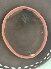 Load image into Gallery viewer, Original 1940&#39;s Dark Brown Felt Platter Hat with Openwork Brim and Bow Trim
