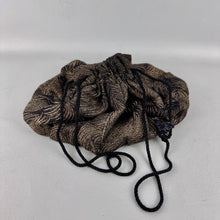 Load image into Gallery viewer, Original 1930&#39;s Black and Gold Lame Drawstring Bag - Pretty Evening Bag
