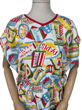 Load image into Gallery viewer, Original 1950&#39;s Bright Novelty Print Towelling Beach Cover Up With Tourist Destinations
