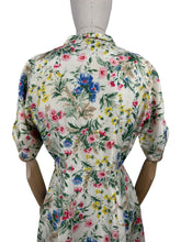 Load image into Gallery viewer, Original 1950&#39;s Pretty Pink, Yellow, Blue and Green Floral Day Dress in Artificial Silk - Bust 36 *
