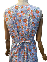 Load image into Gallery viewer, Original 1940's Blue, Orange and Green Floral Print Cotton Apron - Chore Dress - Would Make A Great Summer Dress - Bust 34 36
