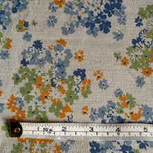 Load image into Gallery viewer, Original 1930&#39;s Semi Sheer Crepe Dressmaking Fabric - White Base with Floral Print in Yellow, Orange, Blue and Green - 34&quot; x 60&quot;
