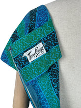 Load image into Gallery viewer, Original 1950's Teena Paige Black, Blue and Green Stripe Cotton Day Dress with Velvet Bow Trim - Bust 34 *
