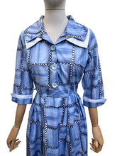 Load image into Gallery viewer, Original 1950’s Blue and White Cotton Day Dress with Double Collar - Bust 38
