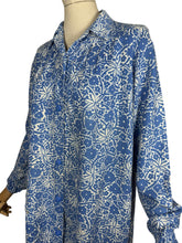 Load image into Gallery viewer, Original Volup 1940's White and Blue Long Sleeved Linen Smock Blouse - Bust 40 42
