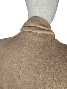 1940s Volup Caldaric Camel Coloured Wool Coat with Soutache and Trapunto Quilting - Bust 44 46