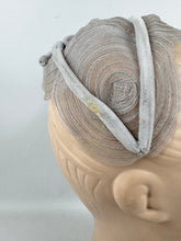 Load image into Gallery viewer, Original 1950&#39;s Pale Grey Nylon and Velvet Half Hat with Bow
