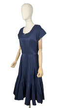 Load image into Gallery viewer, Original 1950's Midnight Blue Taffeta Seamed Cocktail Dress - Bust 36 37 *
