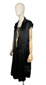 Original 1920’s Black Silk Dress with Fabulous Gold Lame Slip - Bust 32 *