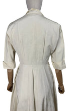 Load image into Gallery viewer, Original 1940&#39;s 1950&#39;s Cream Grosgrain Zip Fronted Housecoat by Evelyn Pearson - Bust 34 *
