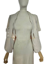 Load image into Gallery viewer, Original 1940&#39;s or 1950&#39;s Moygashel Linen Summer Suit with Beading and Soutache - Bust 34 35 *
