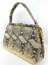 Load image into Gallery viewer, Original 1940’s 1950’s Large Sized Faux Snakeskin Handbag with Matching Purse
