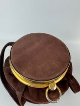 Load image into Gallery viewer, Original 1940&#39;s Chocolate Brown Suede Bag with Gold-tone Frame and Clasp
