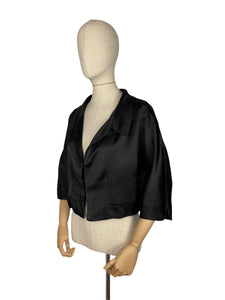 Original 1950's Heavy Satin Cropped Evening Jacket with Silk Lining - Bust 36 38 *