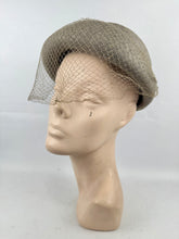 Load image into Gallery viewer, Original 1940's 1950's Mushroom Grey Felt Hat with Fine Net by Jacoll *
