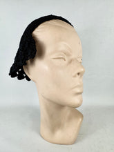 Load image into Gallery viewer, Original Late 1940's American Inky Black Crochet Cotton Skull Cap Hat
