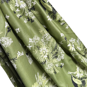 Original 1950's Green Floral Cotton Fabric with Calpreta Permanent Lustre Finish - 35" x 140" *