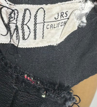 Load image into Gallery viewer, Original 1950&#39;s SABA Jrs of California Black Backless Dress with Rose Embroidery - Bust 34 *
