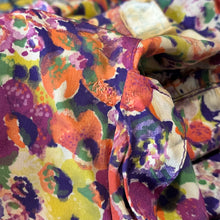 Load image into Gallery viewer, Original 1930&#39;s Volup Betty Barley Floral Silk Dress in Rust, Purple, Green and Cream - Bust 40
