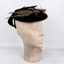 Load image into Gallery viewer, Original 1940&#39;s New York Creation Brown Felt Topper Hat with Pheasant Feather Trim
