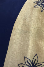 Load image into Gallery viewer, Stunning Original 1940's Navy and Butter Yellow Colour Block Crepe Dress with Floral Embroidery - Bust 34 35 *
