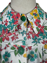 Load image into Gallery viewer, Originla 1940's White Cotton Smock with Bright Floral Print - Bust 38 *
