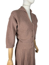 Load image into Gallery viewer, Original 1950's Warm Brown Pure Wool Skirt and Cardigan Knit Set by Kimberly - Bust 36 38 *
