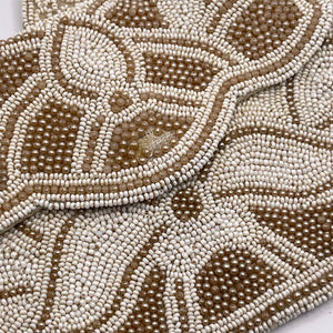 Original 1930's Heavily Beaded Evening Clutch Bag in Ivory and Faux Pearl - Pretty Vintage Purse - As Is *