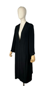 Original Volup 1950’s Does 1930's Edge to Edge Black Crepe Coat by Roy Barra - Bust 42