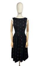 Load image into Gallery viewer, Original 1950&#39;s SABA Jrs of California Black Backless Dress with Rose Embroidery - Bust 34 *
