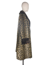 Load image into Gallery viewer, Original 1950's Leopard Print Faux Fur Coat with Contrast Collar and Cuffs - Bust 40 42
