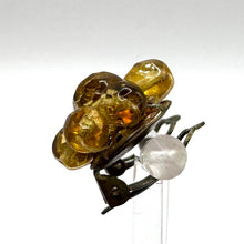 Load image into Gallery viewer, Original 1950&#39;s Mid Century Faceted Golden Glass Bead Clip on Flower Earrings
