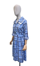 Load image into Gallery viewer, Original 1950’s Blue and White Cotton Day Dress with Double Collar - Bust 38
