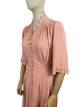 Load image into Gallery viewer, Original 1930’s Pale Pink Crepe Day Dress with Scallop Detailing - Bust 36 38
