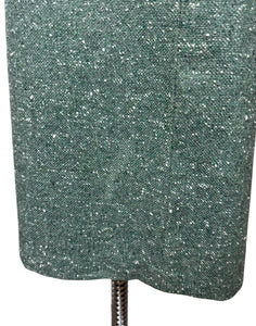 Original 1940's Green and White Tweed Pleated Skirt with Pocket - Waist 27"