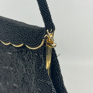 Original 1950's Black and Gold Heavily Beaded Evening Bag