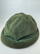 Load image into Gallery viewer, Original 1930's Dark Green Corduroy Skull Cap with Padded Brim *
