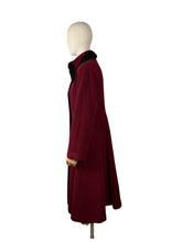 Load image into Gallery viewer, Exceptional Original 1930&#39;s 1940&#39;s Burgundy Wool Princess Coat with Astrakhan Collar - Bust 38
