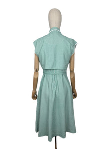 Original 1950's Green and White Check Three Piece Dress, Bolero and Belt Set by Kerrybrooke - Bust 38