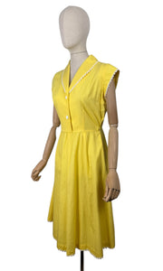 1950's Reproduction Yellow and White Cotton Summer Dress - Bust 38 39 *