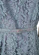 Load image into Gallery viewer, Original 1950's Lavender Blue Lace Dress, Bolero and Jacket Set by Mynette - Bust 38
